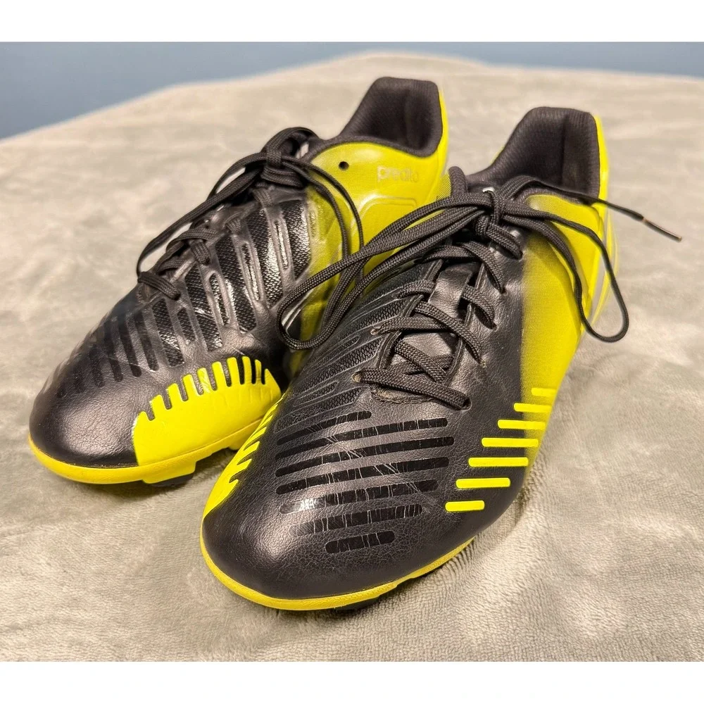 Adidas Predito Predator Soccer Cleats Mens 6 Black Yellow FG Shoes